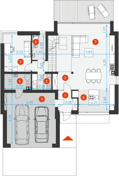 Atrakcyjny 1A - Rzut parteru
