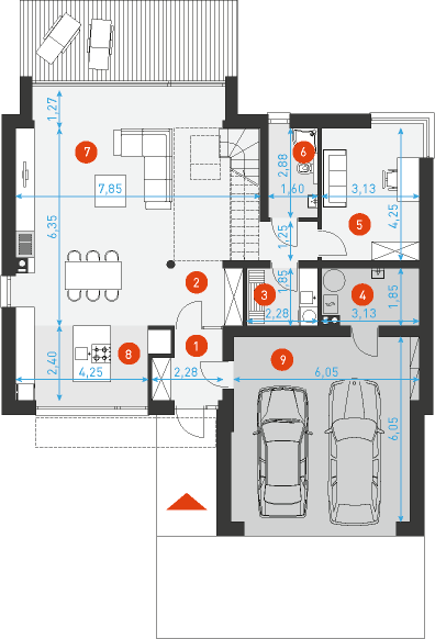 Atrakcyjny 1A - Rzut parteru