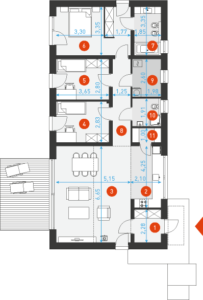 Ekonomiczny 4T - Rzut parteru