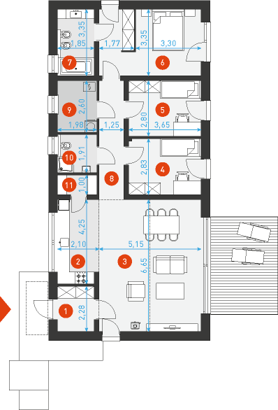 Ekonomiczny 4T - Rzut parteru