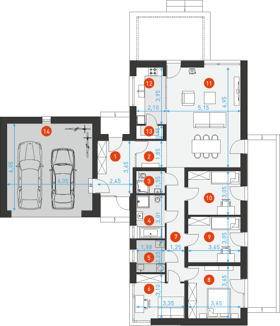 Ekonomiczny 5G - Rzut parteru
