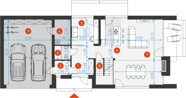 Idealny 1A - Rzut parteru