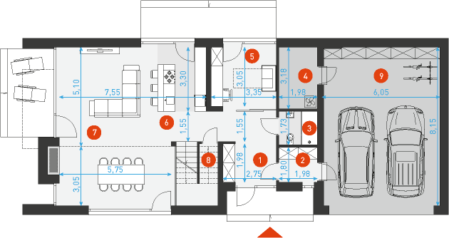 Idealny 1A - Rzut parteru