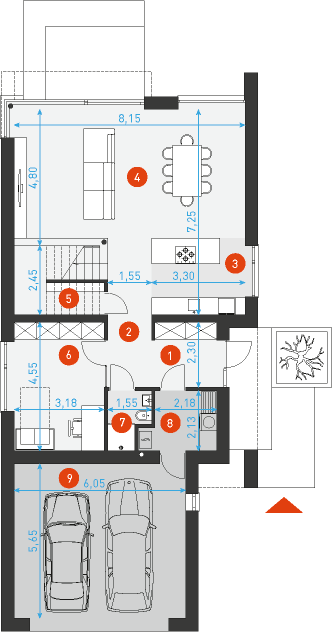 Idealny M2 - Rzut parteru