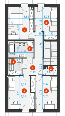 Miły 1A - Rzut poddasza