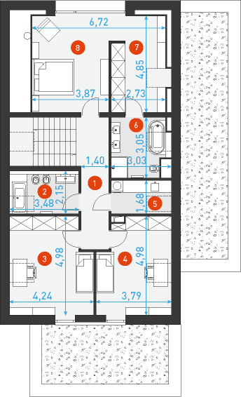 Modelowy 1 - Rzut poddasza