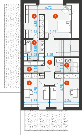 Modelowy 1 - Rzut poddasza