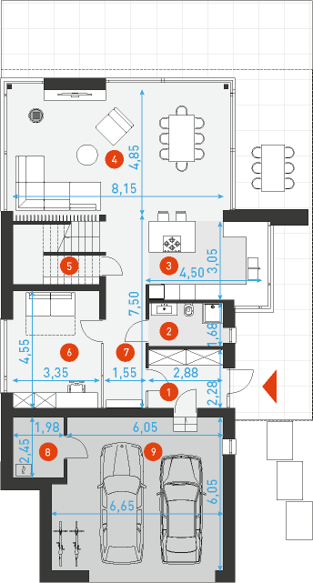 Modelowy 1 - Rzut parteru