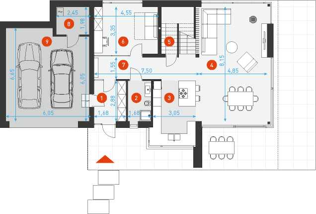 Modelowy 2 - Rzut parteru