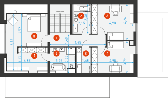 Modelowy 2 - Rzut poddasza