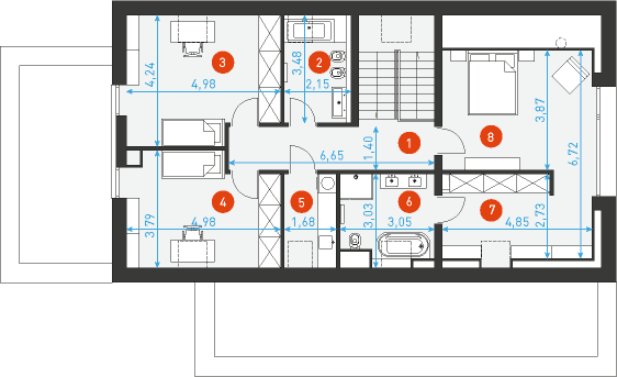 Modelowy 2 - Rzut poddasza