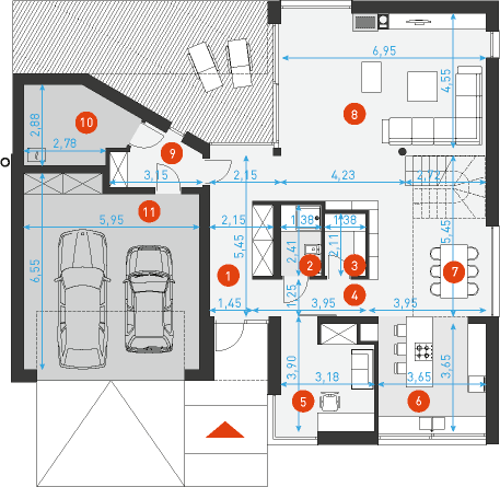 Nowoczesny 2 - Rzut parteru