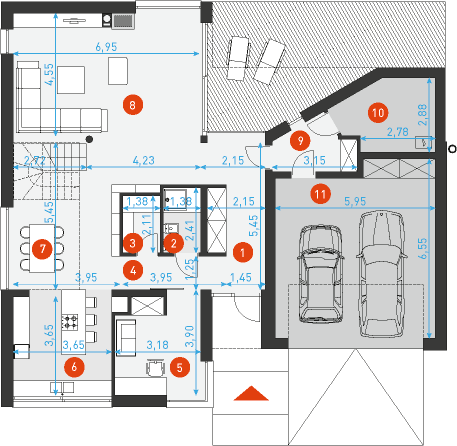 Nowoczesny 2 - Rzut parteru