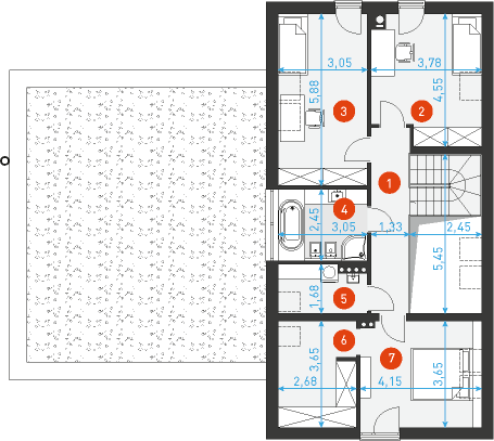 Nowoczesny 2 - Rzut poddasza
