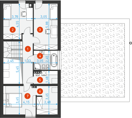 Nowoczesny 2 - Rzut poddasza