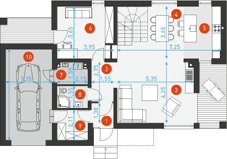 Prosty 1A - Rzut parteru