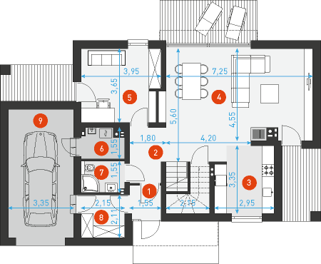 Prosty 2A - Rzut parteru