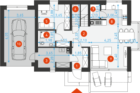 Przytulny 4 - Rzut parteru