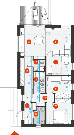 Radosny 3 - Rzut parteru