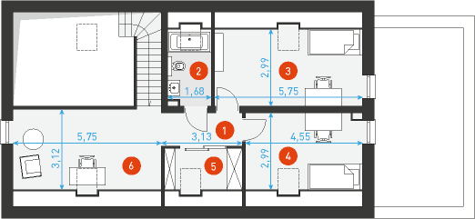 Radosny 5 - Rzut poddasza