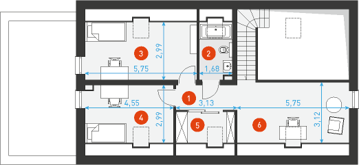 Radosny 5 - Rzut poddasza