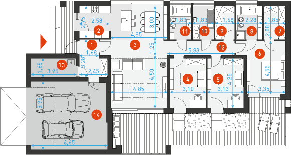 Rodzinny 2A - Rzut parteru