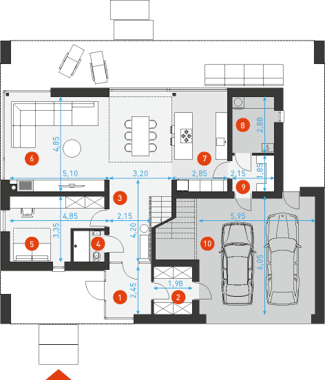 Z tarasem 1 - Rzut parteru
