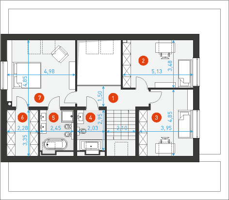 Z tarasem 1 - Rzut poddasza